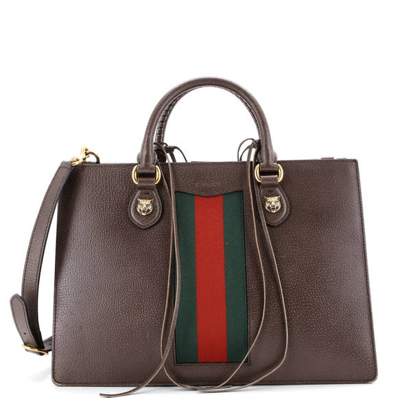 Gucci Medium Animalier Web Top Handle Tote Leather - Picture 1 of 7